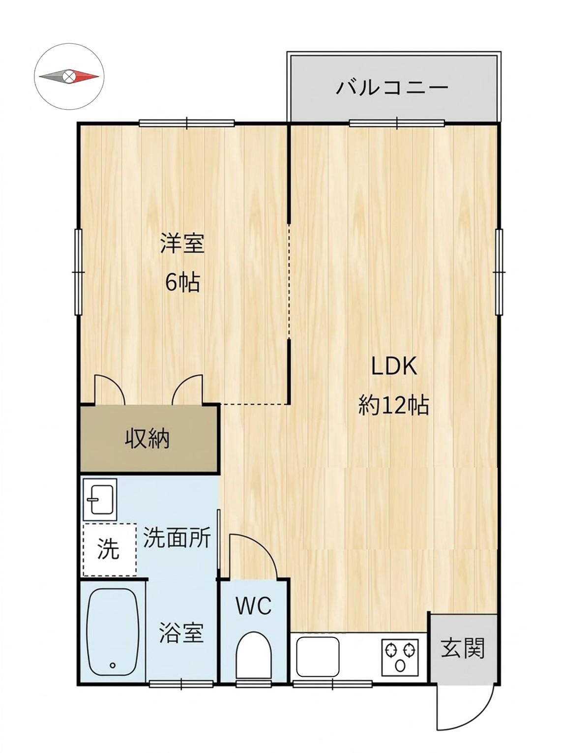 イーストハウス3(1LDK/1階)の間取り写真