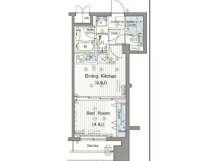 グランド・ガーラ神田(1DK/4階)の間取り写真