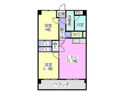 レージュ・グリーン(2LDK/1階)の間取り写真