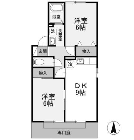 エクレールA(2DK/1階)の間取り写真