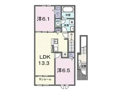 サン ブライト III(2LDK/2階)の間取り写真