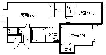 レーヴ春光(2LDK/1階)の間取り写真