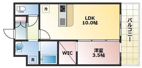 ALIVIS三国本町(1LDK/2階)の間取り写真