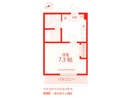 ハーミットクラブハウス衣笠IIA棟(1K/3階)の間取り写真