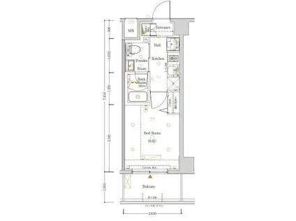 LOG横浜伊勢町(1K/3階)の間取り写真
