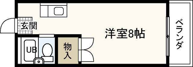 パインハウスI(ワンルーム/2階)の間取り写真