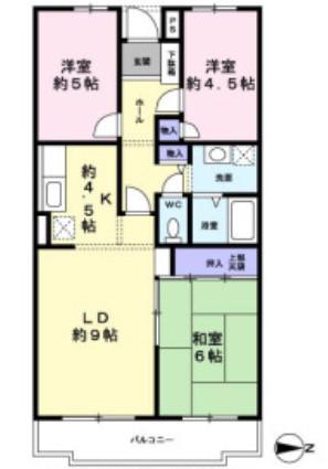 エバーグレイス森本(3LDK/4階)の間取り写真