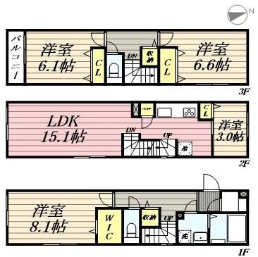 URBAN PARK 三鷹(4LDK/1階)の間取り写真
