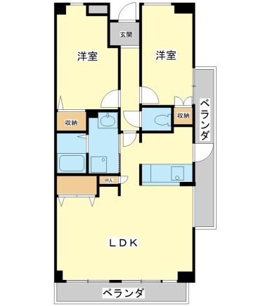 ギャラクシーホーヨー(2LDK/6階)の間取り写真
