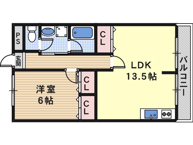 ハッピーコーポレート(1LDK/4階)の間取り写真