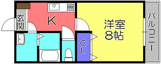 コスモハイツ愛知川(1K/1階)の間取り写真