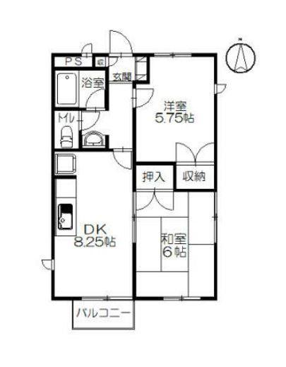 チェリーハウス小和田(2DK/2階)の間取り写真