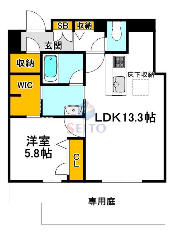 和の杜 江坂(1LDK/1階)の間取り写真
