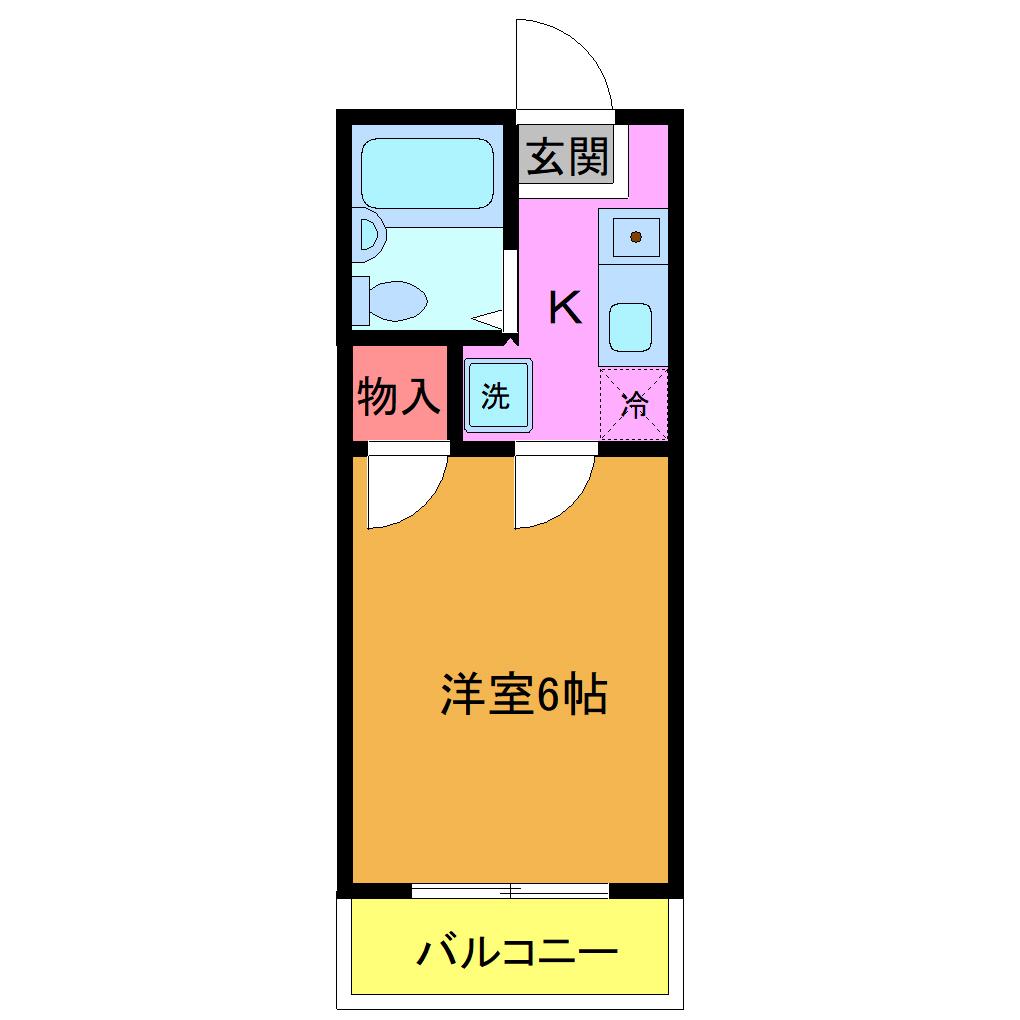 ココ・パームス・アライ(1K/2階)の間取り写真