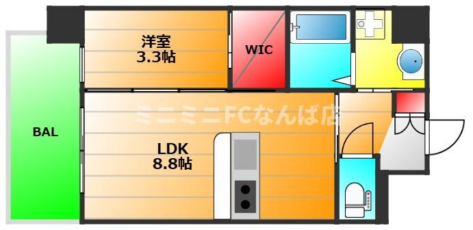 S-RESIDENCE難波西ALTER(1LDK/3階)の間取り写真