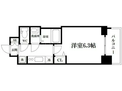 プレサンス大手前ピリオド(1K/7階)の間取り写真