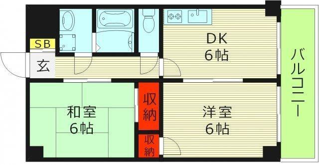 Mプラザ城東五番館(2DK/9階)の間取り写真