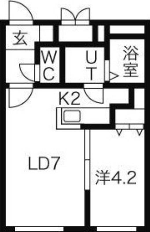 ノースカナル(1DK/4階)の間取り写真