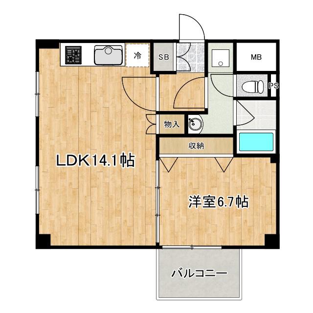 難波センチュリーマンション(1LDK/7階)の間取り写真