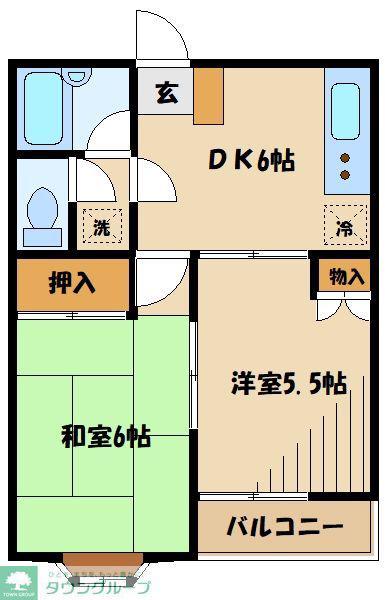 パークフルール(2DK/2階)の間取り写真