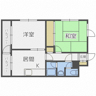 メゾンフィッシュ(2LDK/3階)の間取り写真