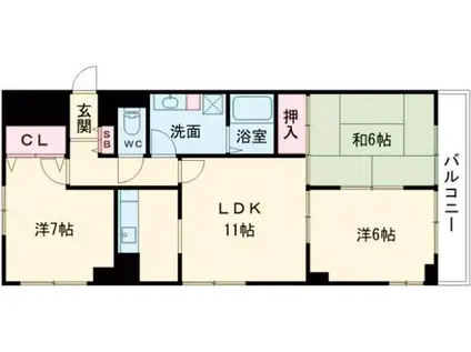 シンビリア花咲(3LDK/2階)の間取り写真