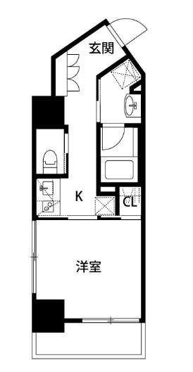 THE天神シティ(1K/4階)の間取り写真