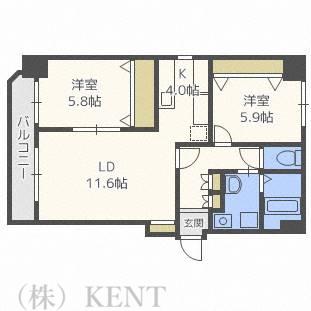 LEA OHANA(2LDK/6階)の間取り写真