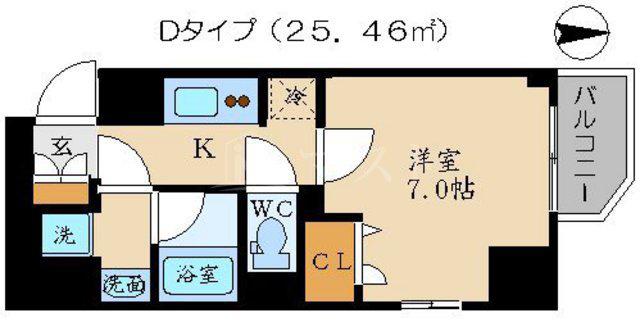 エスライズ東天満(1K/7階)の間取り写真