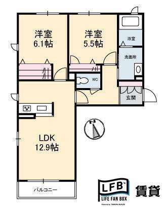 バースストーントパーズ(2LDK/2階)の間取り写真