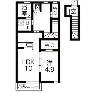 ラ・ルーチェ(1LDK/2階)の間取り写真