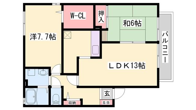 フォレスタ森本V(2LDK/2階)の間取り写真