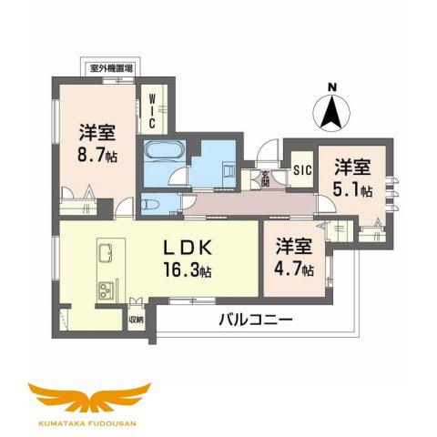 シャーメゾン 京町(3LDK/3階)の間取り写真
