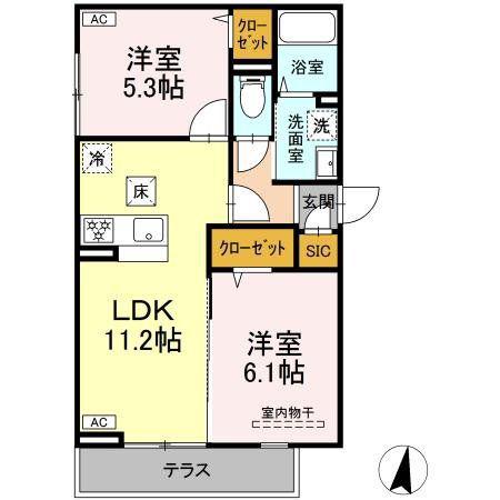 タジェット(2LDK/2階)の間取り写真