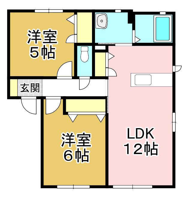 山茶花SUE A棟(2LDK/1階)の間取り写真