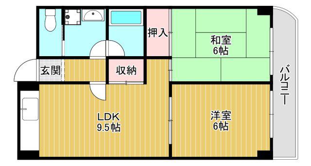 ルイシール清水(2DK/4階)の間取り写真