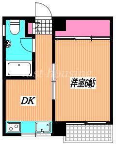 指田ビル(1DK/2階)の間取り写真