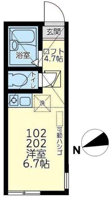 ユナイト東寺尾システィーナの杜(ワンルーム/1階)の間取り写真