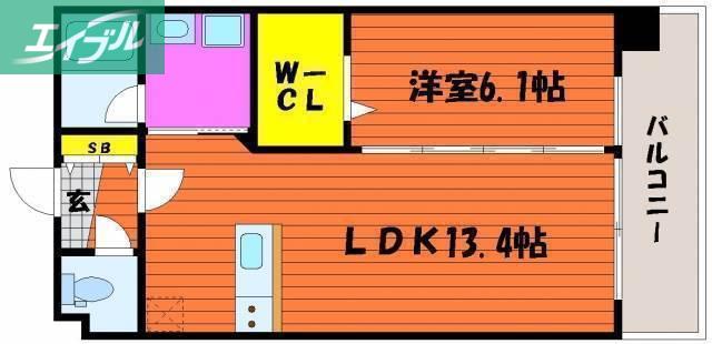 SIN KERUUXU TERA(1LDK/10階)の間取り写真