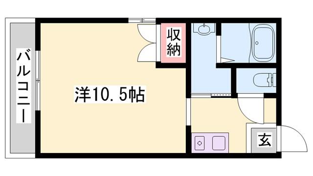 ハイネス花北(1K/2階)の間取り写真