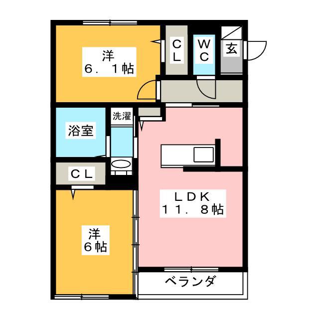 ロイヤルレジデンス(2LDK/3階)の間取り写真