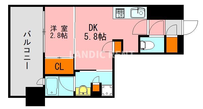 LANDIC N313(1DK/11階)の間取り写真