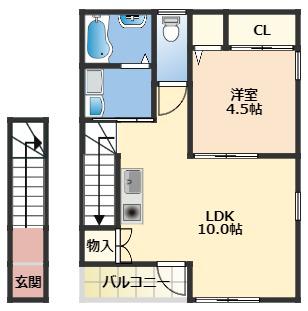 LA.ROOM(1LDK/2階)の間取り写真