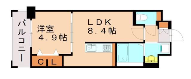 アーヴェンス吉塚(1LDK/6階)の間取り写真