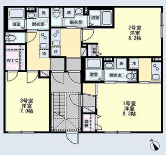 ベイルーム相模原(1K/3階)の間取り写真