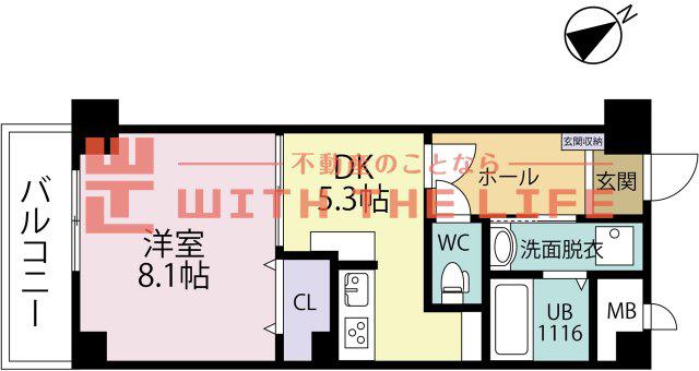 クンプリル(1DK/2階)の間取り写真