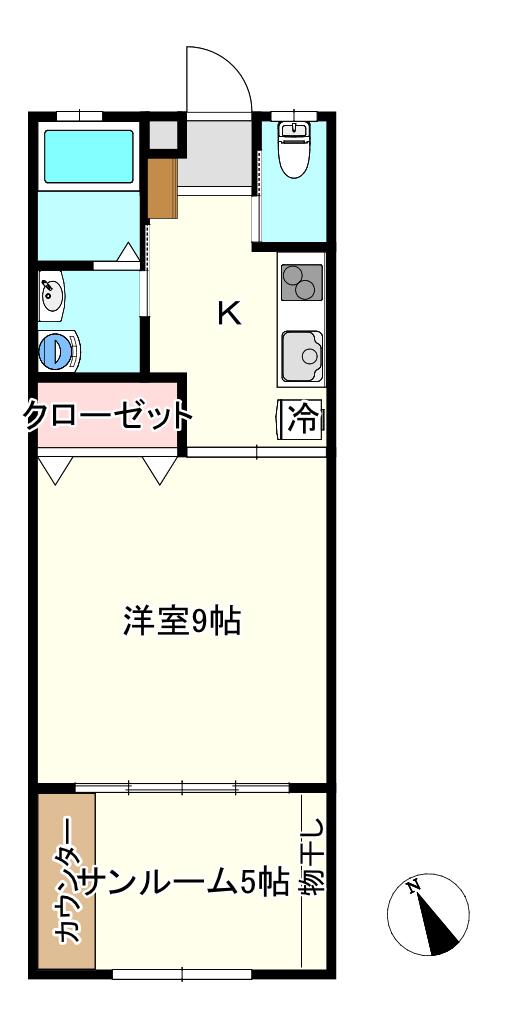 ゴールドハイムIII(1SK/1階)の間取り写真