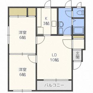 ブラボー1715(2LDK/1階)の間取り写真