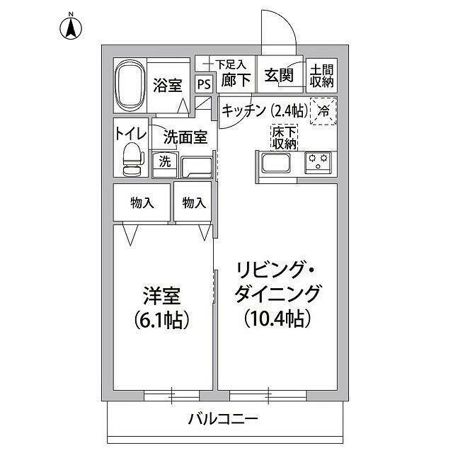 ルヴェデュソレイユ(1LDK/1階)の間取り写真