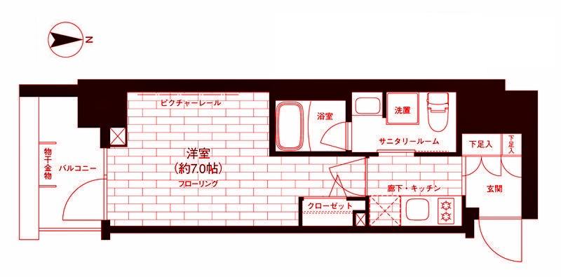 ステージファースト横浜(1K/8階)の間取り写真